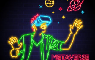 Person with VR headset exploring metaverse